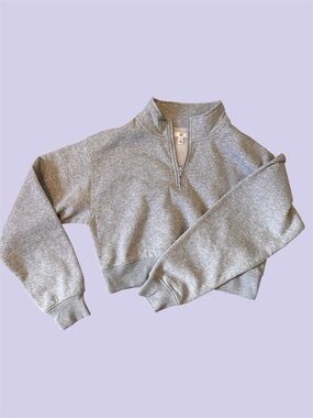bp Heather Gray Cropped Quarter-Zip Sweatshirt